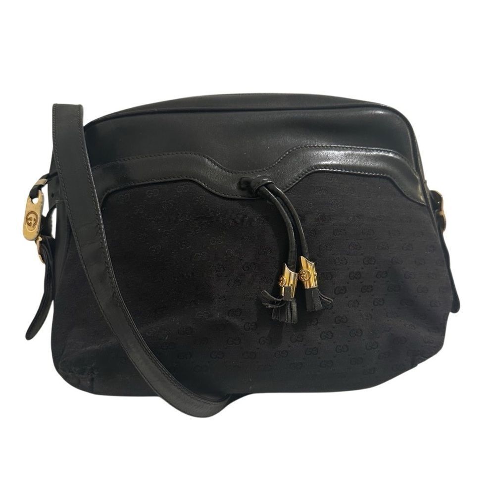 Gucci Black Crossbody Bag with Gold Zippers